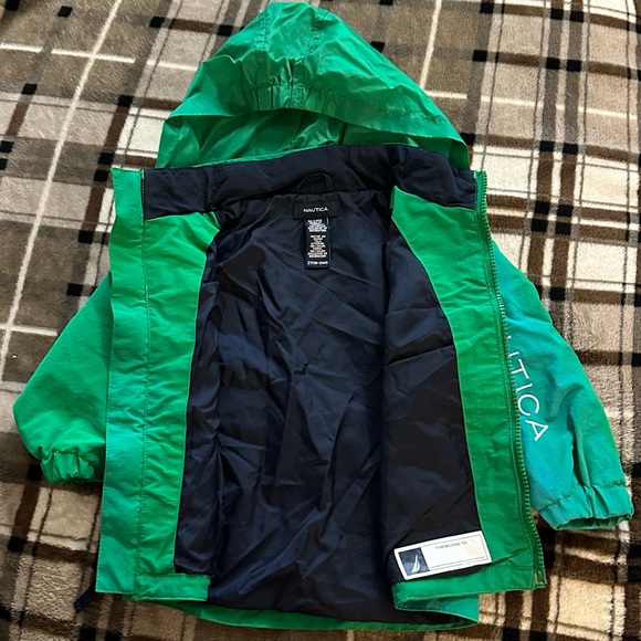 Nautica Baby Windbreaker Hooded Zip-up Jacket Size 2T(18-24M) Green/Navy Blue - Picture 2 of 9